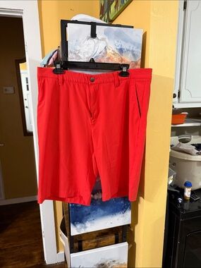 adidas Men's Bright Red Flat-Front Athletic Shorts